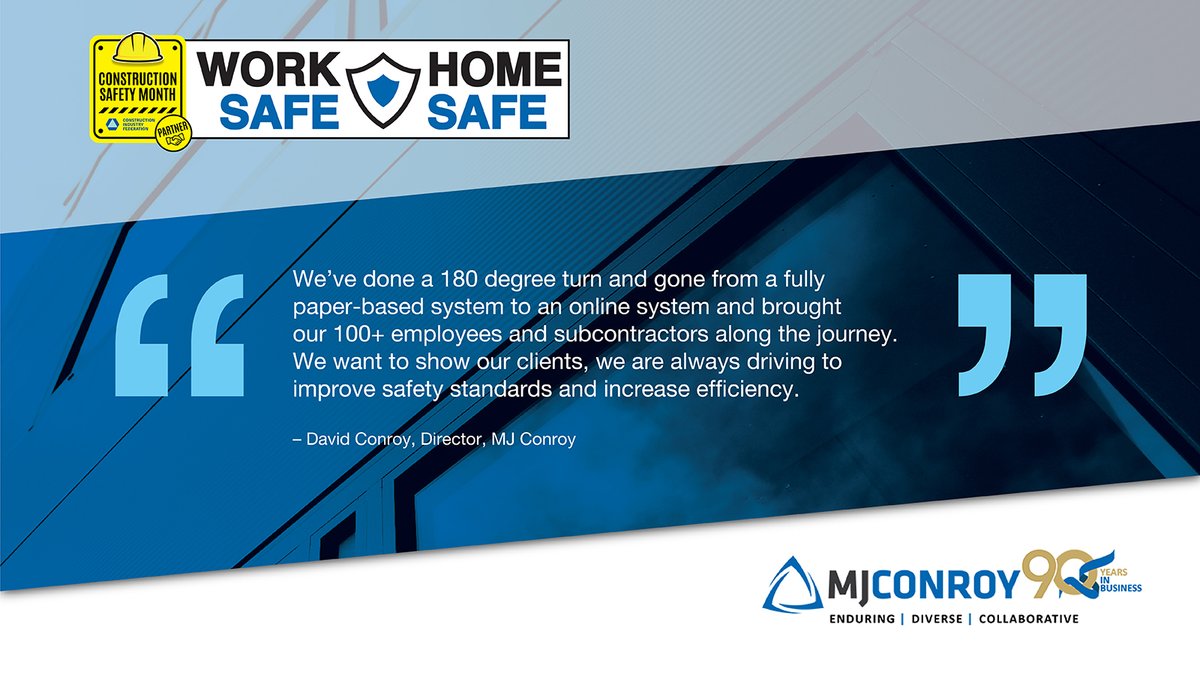 At MJ Conroy, we've left behind our traditional paper-based methods in favour of a cutting-edge ICT system to manage all safety-related processes.

This has enabled us to standardise and streamline many of our OHSMS protocols.   

#CIFSafety23 #HammerTech #ConstructionSafety