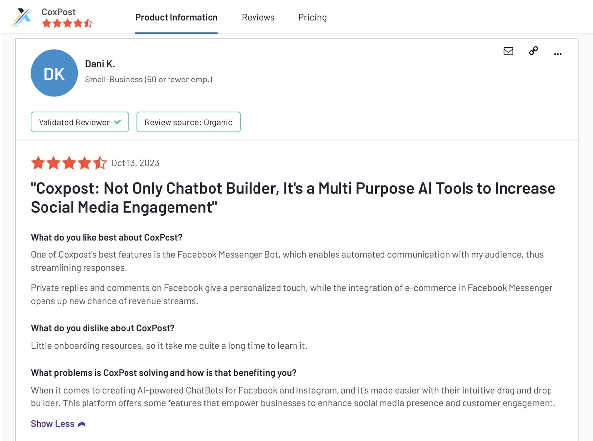 CoxPost's tweet photo. "Coxpost: Not Only Chatbot Builder, It's a Multi Purpose AI Tools to Increase Social Media Engagement"
https://t.co/q8CqA4KCcT
Try CoxPost https://t.co/qqGYMbg8yD a #buffer #manychat #chatfuel #pubbler alternative
#socialmediamarketing https://t.co/lJt0TDp6AF