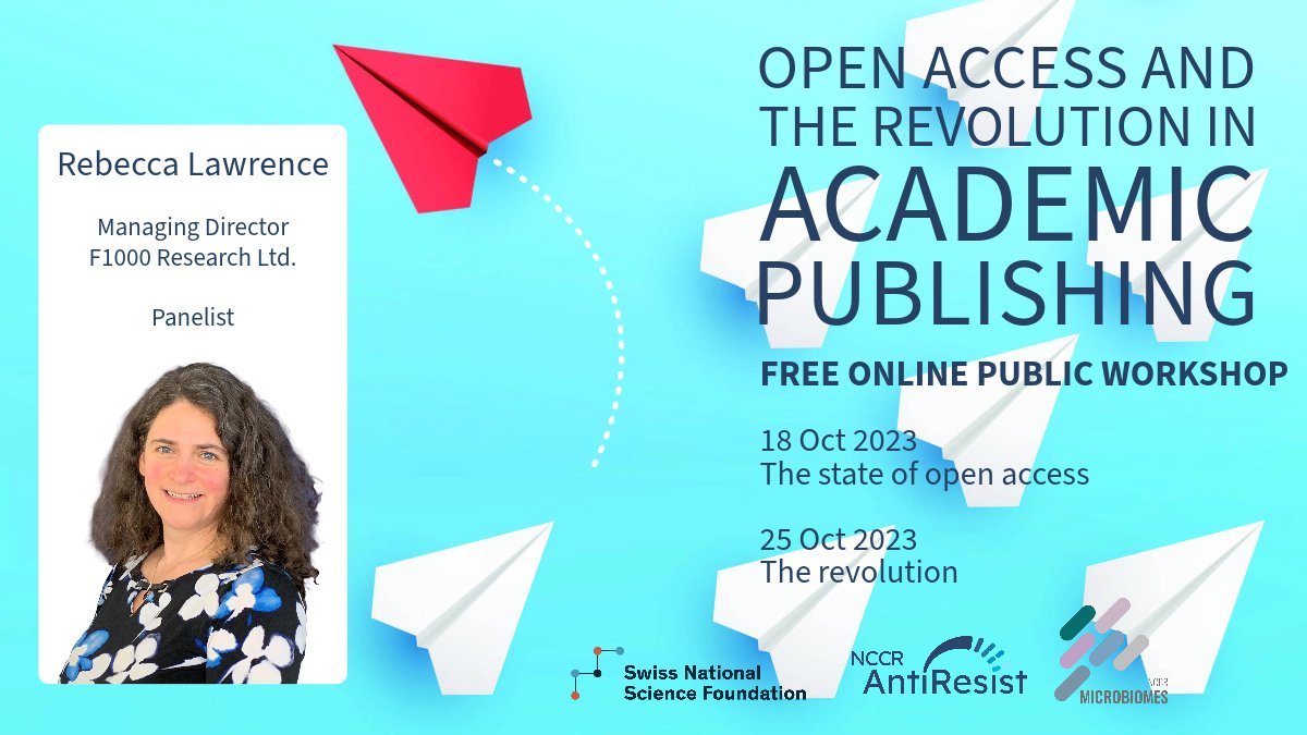 NCCR AntiResist (@nccr_antiresist) on Twitter photo ⚠️STARTS TODAY
#OpenAccess workshop by <a href="/NCCR_AntiResist/">NCCR AntiResist</a> and <a href="/NCCRMicrobiomes/">NCCR Microbiomes</a>
🗓️18 & 25 Oct
🛜 Online/Free to all
Rebecca Lawrence <a href="/rnl_s/">Rebecca Lawrence</a>, MD of <a href="/F1000/">F1000</a> Research Ltd., features in our panel discussion “Changing the Incentives“.
Register ➡️ eu.airmeet.com/e/da148190-521… ⚠️STARTS TODAY
#OpenAccess workshop by <a href="/NCCR_AntiResist/">NCCR AntiResist</a> and <a href="/NCCRMicrobiomes/">NCCR Microbiomes</a>
🗓️18 & 25 Oct
🛜 Online/Free to all
Rebecca Lawrence <a href="/rnl_s/">Rebecca Lawrence</a>, MD of <a href="/F1000/">F1000</a> Research Ltd., features in our panel discussion “Changing the Incentives“.
Register ➡️ eu.airmeet.com/e/da148190-521…