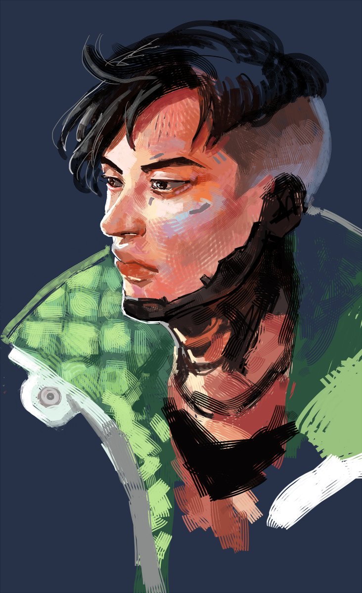 crypto (apex legends) male focus 1boy solo black hair black eyes jacket portrait  illustration images