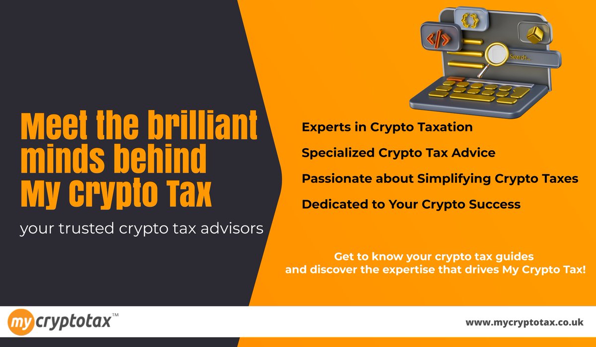 mycryptotaxuk's tweet image. Simplify your crypto tax journey? My Crypto Tax is your expert partner in crypto taxation

Free Consultation: mycryptotax.co.uk/crypto-tax-rev…
Website: mycryptotax.co.uk

#cryptoconsultation #cryptotaxreturn #cryptoaccountant #savetax #avoidtax #cryptotaxplanning #mycryptotax