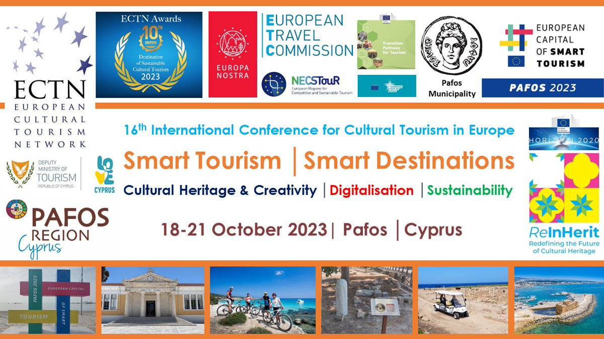 One for the diary 🗓️ Today the International Conference for Cultural Tourism in Europe kicks off in Paphos 🇨🇾 focusing on #SmartTourism. And remember: Today is the last day for the Public Choice Voting of the @ectn_eu Awards 2023 ⏰ 👉culturaltourism.awardstage.com/#!/public-voti…