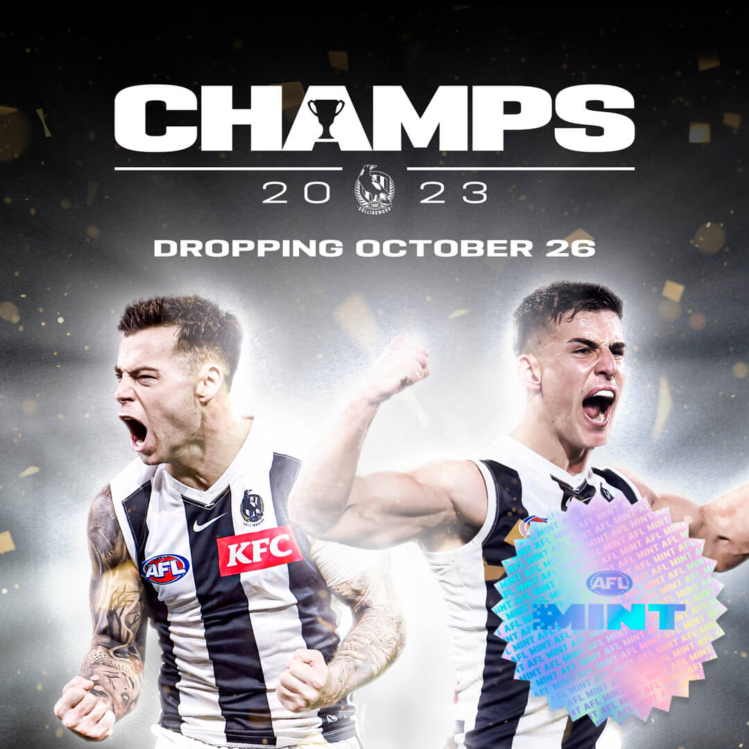 Relive one of the greatest <a href="/AFL/">AFL</a> Grand Finals in recent history!

<a href="/CollingwoodFC/">Collingwood FC</a> Made it Legendary!

Introducing Champs. 12 Collingwood moments from the 2023 Grand Final.

ℹ️ See the moments &amp; supply here: aflmint.com.au/landing-page/c…

Available 26/10 🏆

#AFLGF #AFL #AFLMint #GoPies