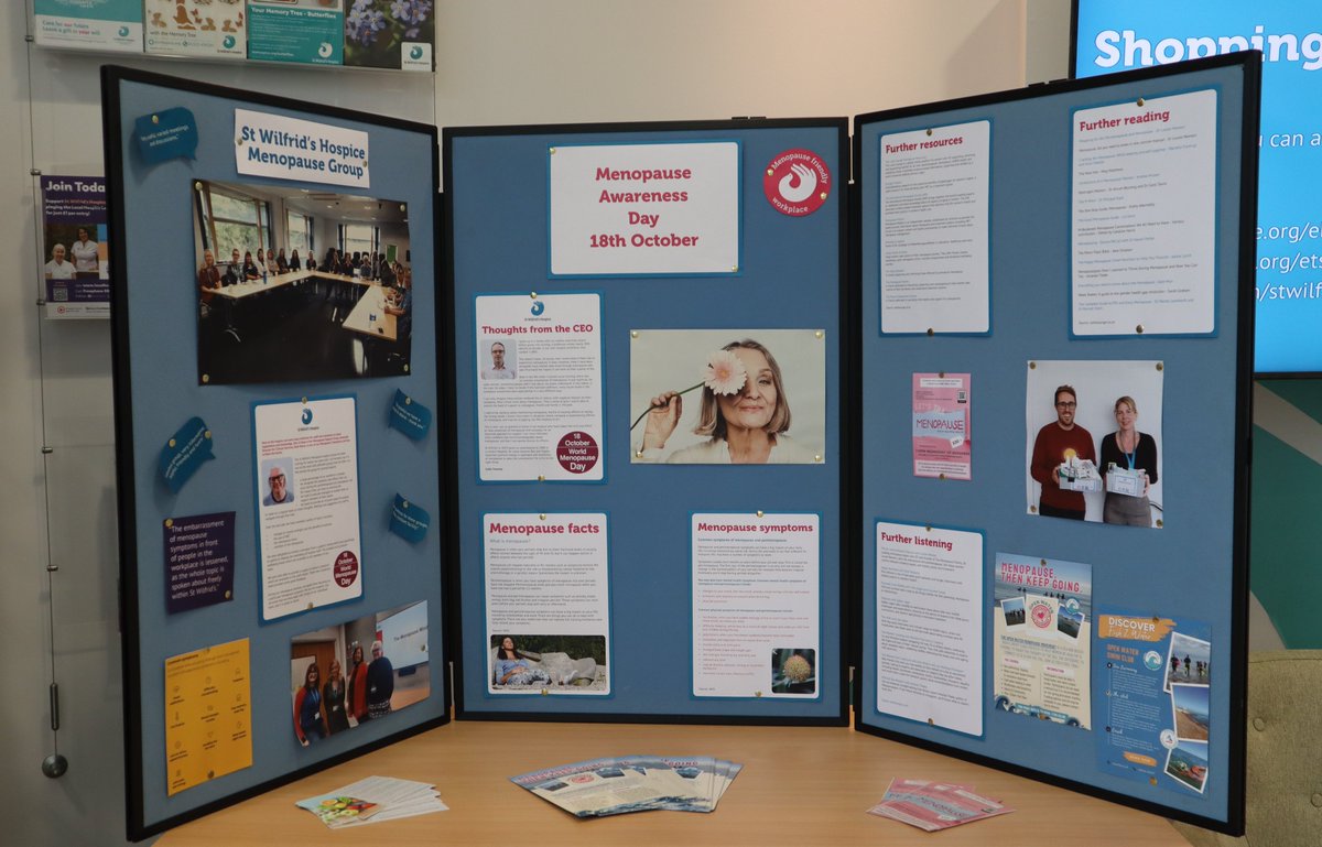 stwilfridstweet's tweet photo. It's World Menopause Day and we've put together an information board at the hospice with general information about menopause, symptoms and resources, plus our CEO and Associate Director for Clinical Services tell how St Wilfrid's supports those going through menopause. https://t.co/5xLUEwqwQN