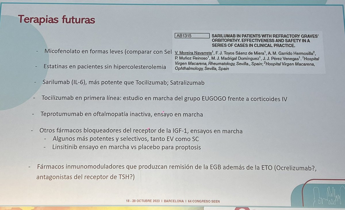 mellitus_1's tweet photo. Lo que viene en tratamientos y posibles terapias futuras para la #enfermedaddegraves #seen23 https://t.co/Pg1TGUoDy9