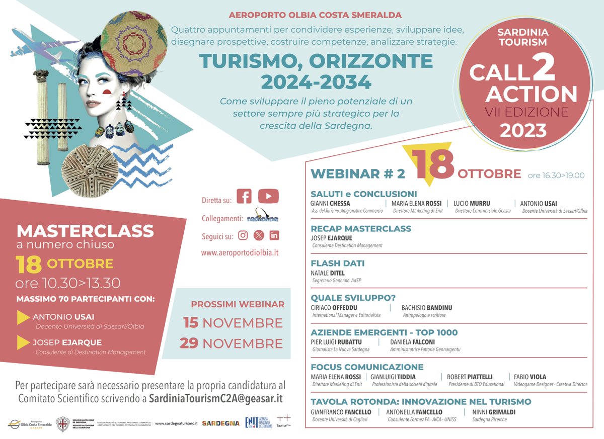 Parte la seconda masterclass di #SardiniaTourismC2A  con Josep Ejarque e Antonio Usai nell’ <a href="/Olbia_Airport/">Aeroporto Olbia Costa Smeralda</a>  in collaborazione con <a href="/SardegnaTurismo/">Visit Sardinia</a>.  
Una mattinata di lavoro sul “Turismo, orizzonte 2024-2034”. 
Buon lavoro!