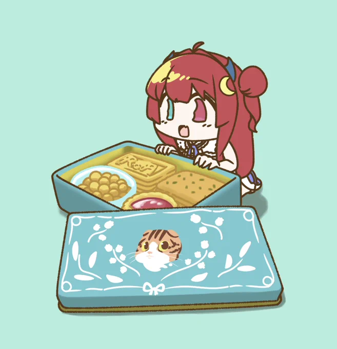 ロアちゃん缶を開けて  ロアちゃんはお菓子の缶とか好き〜? お菓子の缶は開けて色んな形のお菓子が入ってた時嬉しみ溢れるよね ロアちゃんはどんなお菓子が入ってると嬉しいかな? 美味しい楽しい詰まったお菓子の缶買ってこ〜  ロアちゃんに美味しい楽しいお菓子いっぱいを〜  #ロアート