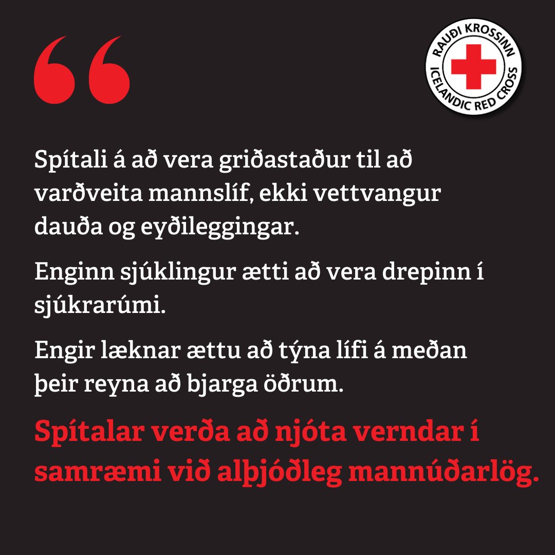 Okkur hryllir við fréttum um að Al Ahli Arab-sjúkrahúsið á Gaza hafi verið eyðilagt og hundruð drepin. #NotATarget
