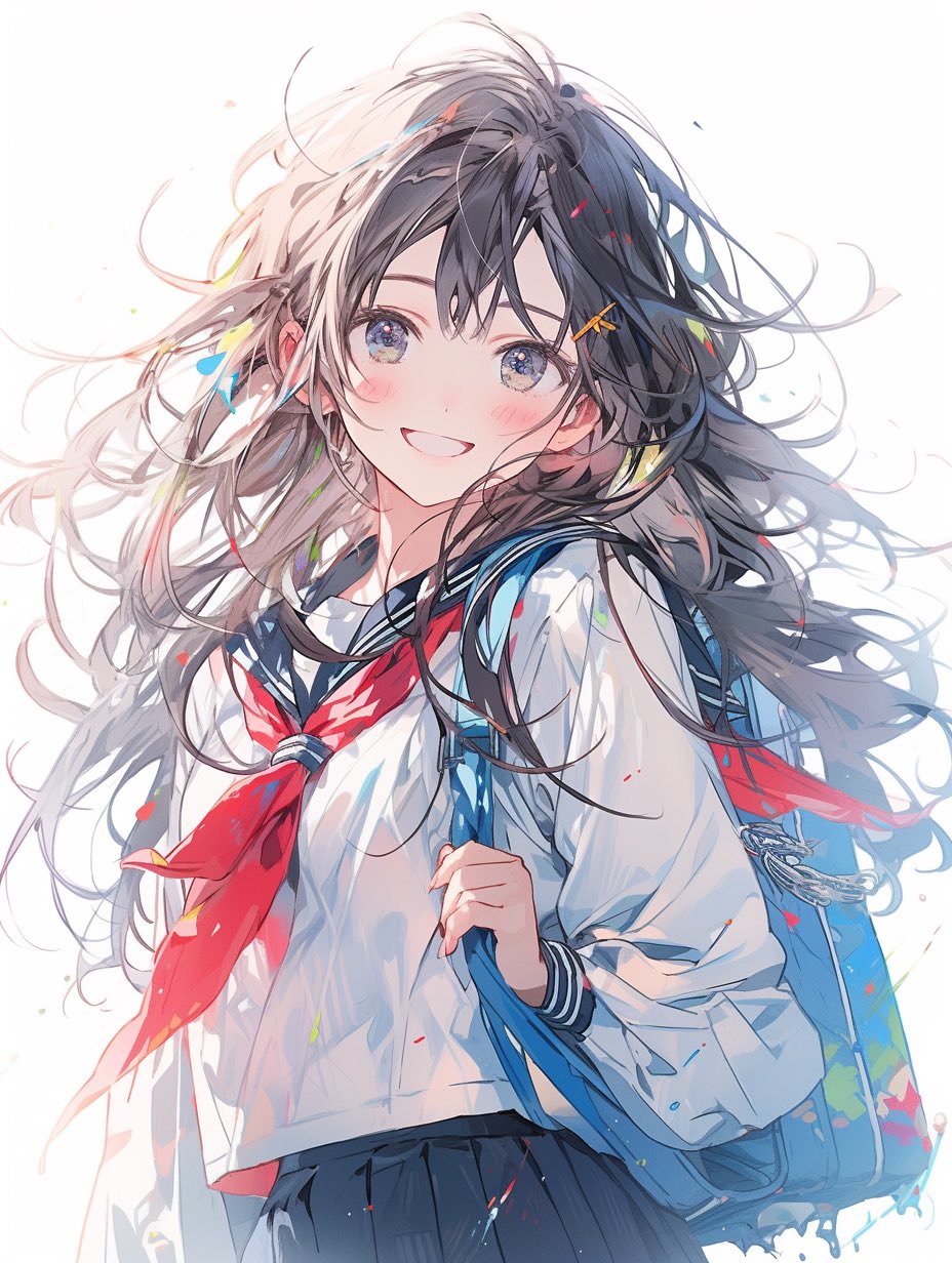 専用　手描きイラスト　水彩画　セーラー服の少女 Yahoo!オークション - オリジナル 手描きイラスト セーラー服