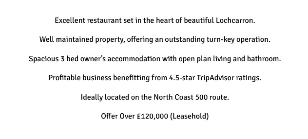 ASGCommercial's tweet photo. NEW TO MARKET - CARRON RESTAURANT - STRATHCARRON

Visit; https://t.co/3WBhM5RoBO https://t.co/9lKeD0UsbO