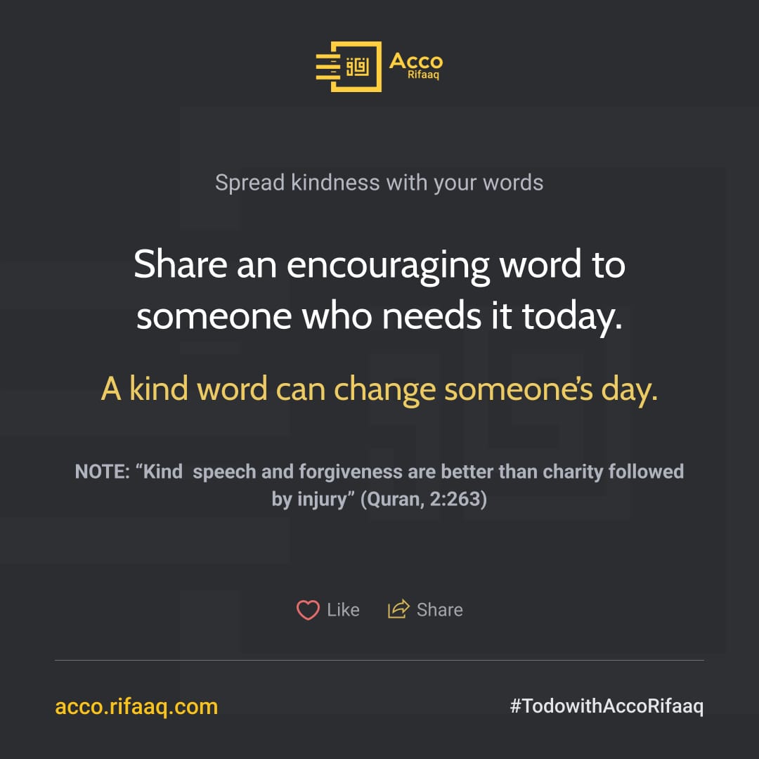 acco_rifaaq's tweet photo. A sprinkle of positivity today! Share an uplifting word with someone who needs it. Your kindness may be the light they've been seeking.#BrightTheirDay #EncourageSomeone #Positivity #TwitterMuslim #AccoRifaaq https://t.co/l9ug0xgzMV
