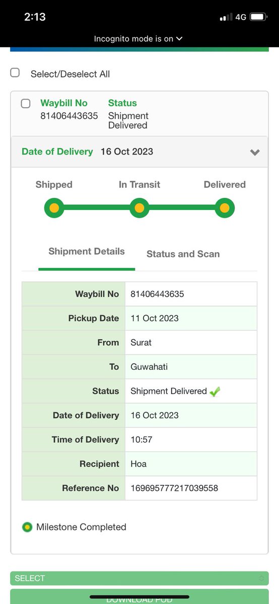 Thonghaokip99's tweet photo. @BlueDartCares  I haven't received my goods but when I tracked it says delivered. I can't even contact the delivery guy. I'm very much annoyed with this kind of behavior. Please dealt with this ASAP https://t.co/QhtfqVSyiG