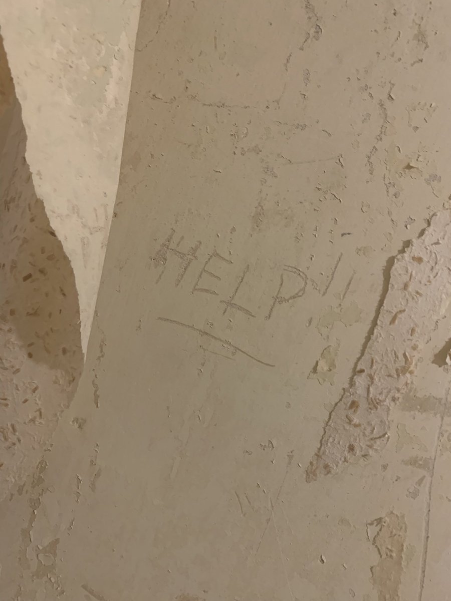 I’m renovating my house and currently knee deep in woodchip wallpaper, trying to remove the hateful stuff from every surface. I’m not the only one who needs help clearly. #messageinplaster
