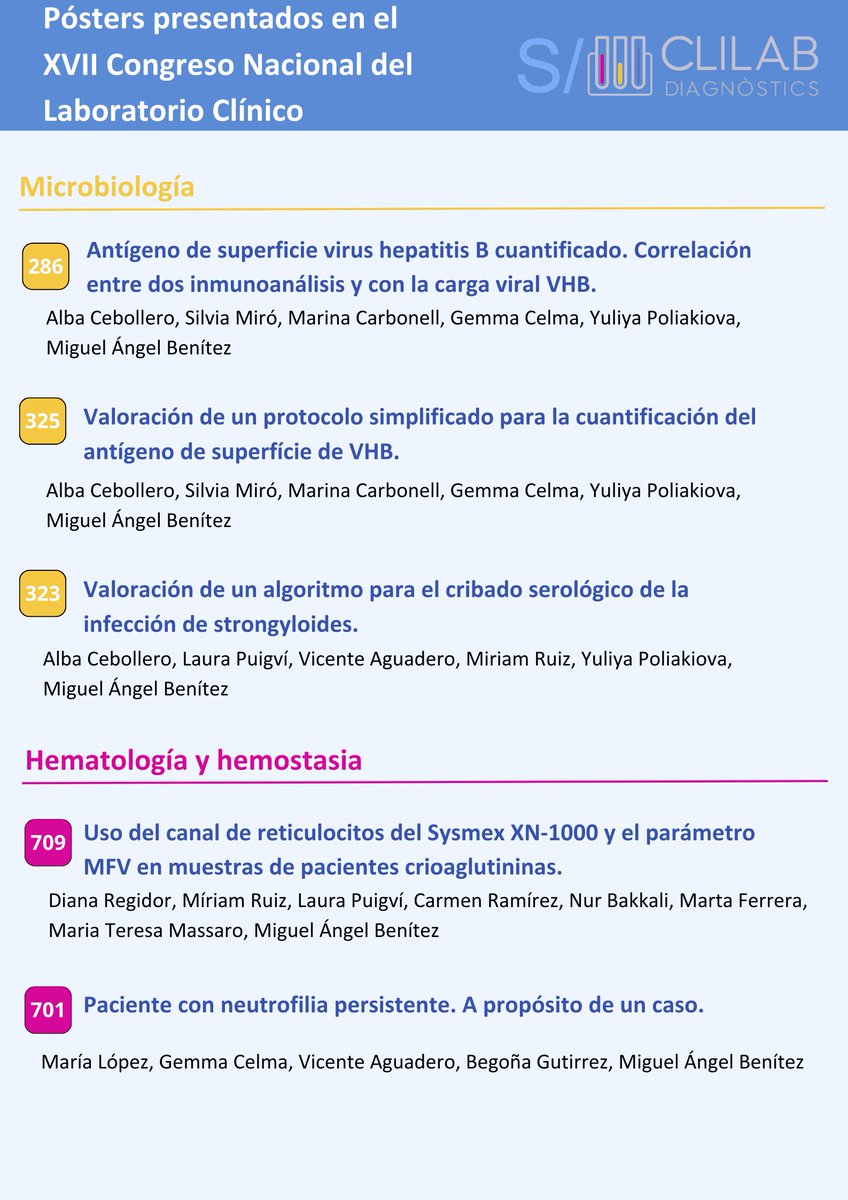 ClilabDiagnos's tweet photo. #LabClin2023 Del 18 al 20 de octubre, se celebra en #Zaragoza el XVII Congreso Nacional del Laboratorio Clínico, organizado por las sociedades científicas AEBM-ML, @AEFA y @SEQC-ML. https://t.co/fTIsyUWErA