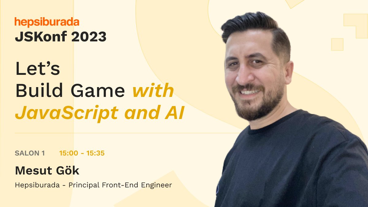 Ist_JavaScript's tweet photo. Hepsiburada #JSKonf 2023'ün sıradaki konuşmacısı Mesut Gök 💫 

Ana sponsorumuz @HepsiburadaTech &amp; @hepsiburada ekibinde Principal Front-End Engineer olarak çalışan @mesutgok, "Let’s Build Game with JavaScript and AI" sunumu ile bizlerle olacak. 

👉https://t.co/caxU1scomh https://t.co/zb2Gx9faih