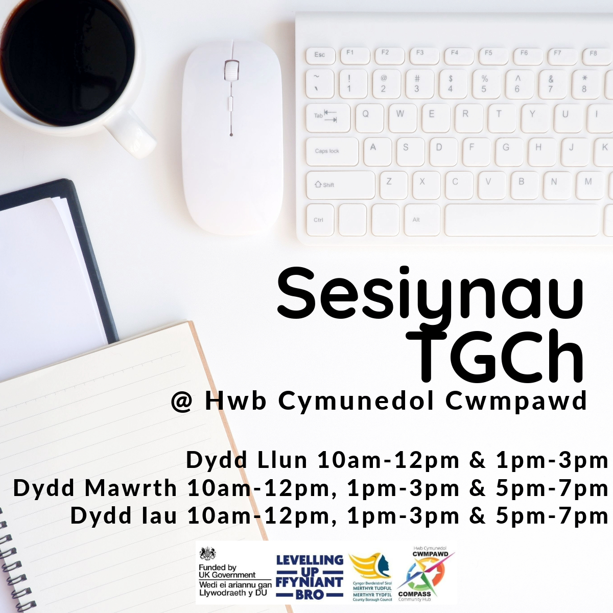 CompassComHub's tweet image. Sesiynau TG yn Hyb Cymunedol Compass 
💻
Nodyn i'ch atgoffa o'n sesiynau galw heibio ar gyfer unrhyw un o'ch anghenion digidol, o TGCh sylfaenol i gymwysterau. Nid yw byth yn rhy hwyr i ddechrau dysgu, yn enwedig gyda'r byd yn troi fwyfwy yn ddigidol 🌎📱