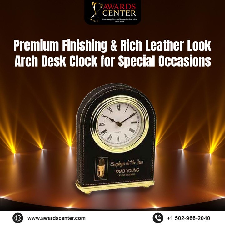awardscenterlou's tweet image. Get Arch #DeskClock with a rich leather look &amp;amp; premium finish of black leatherette material to enhance its durability. You can appreciate your employee's unique performance &amp;amp; milestones. You can personalize it as a gift. Buy at tinyurl.com/44p6btzy. #corporateawards
