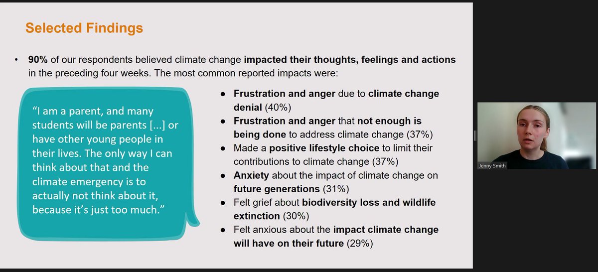 HEPI_news's tweet photo. @StudentMindsOrg @UPP_Foundation @richardbrabner @rosietressler @evelynwelch2013 @BristolUni Jenny Smith @StudentMindsOrg: 90% of respondents in their new report had their mental health affected by climate change.

Nearly a third had climate anxiety - suggesting a striking link between climate change and mental wellbeing. https://t.co/Qc3pOPmnU9