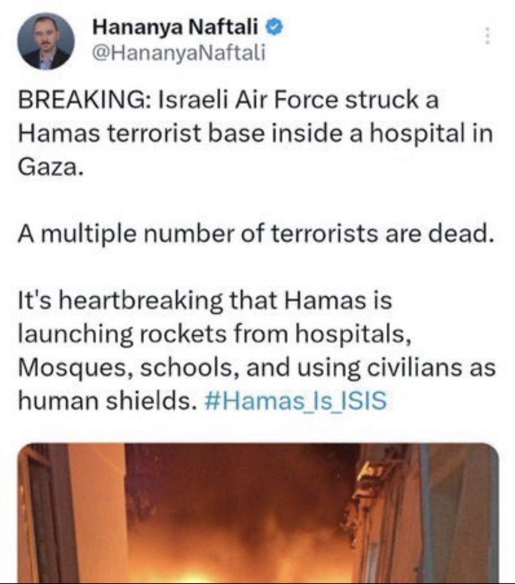 AL-AHLI BAPTIST HOSPITAL MASSACRE - IOF ISRAELI DIGITAL SPOKESPERSON’S ORIGINAL POST ADMITTING ISRAEL BOMBED THE HOSPITAL (later snel snel weggehaald)