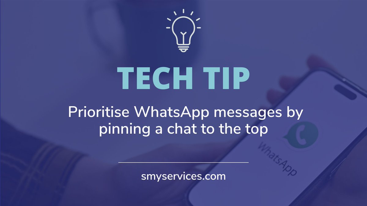 Did you know you can pin your favourite WhatsApp chat to the top of your list? No more searching, just quick access to your most important messages.

Learn how to prioritise your WhatsApp conversations here:

smyservices.com/news/tech-tip-…

#SMY #TechTip #WhatsApp #NewBlog