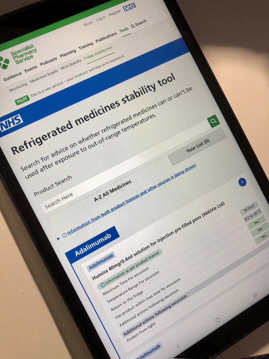 We have launched our Refrigerated Medicines Stability Tool for those occasions when a medicine gets left out, or someone leaves the door open! Take a look and let us know what you think: sps.nhs.uk/home/tools/ref…