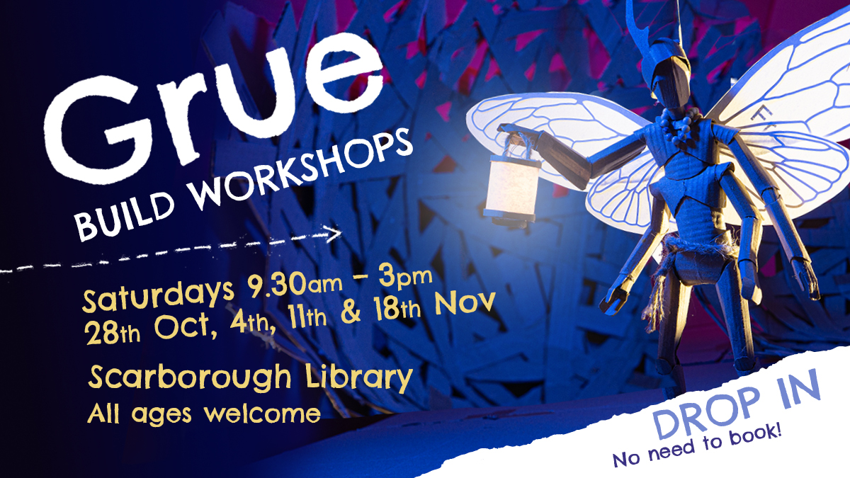 Why not come along to a Grue build workshop? They are free to attend at Scarborough Library. No need to book – just show up! Sat 28th Oct 9.30-3pm Sat 4th Nov 9.30-3pm Sat 11th Nov 9.30-3pm Sat 18th Nov 9.30-3pm hello-arcade.com/grue