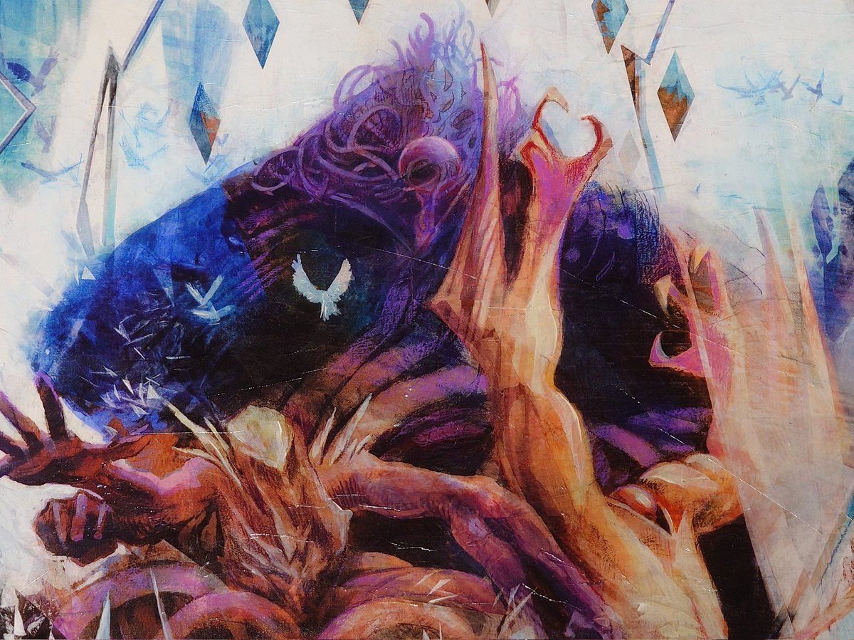 Taurin_MTG's tweet photo. 「エルドラージ覚醒 / Rise of the Eldrazi」のリペイントを購入しました。
まさかこんなアイコニックなカードのアートを手にすることができるとは…！
めちゃくちゃデカい(80cm×60cm)ので、デジタル原画には無い質感も相まってもの凄い迫力です。
#mtgart #repaint https://t.co/ePL55XhxvQ