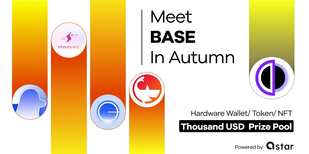 .base (XNAME on Base) (@basensdomains) on Twitter photo 🎉It’s time to embrace Base in this Autumn!
🔥Ready to win prizes valued at Thousand USD? Hardware wallet, NFT, & Tokens are up for grabs!
🙌Join us with <a href="/DackieSwap/">DackieSwap</a> , <a href="/Innovaz_io/">Innovaz</a> , @BaseEcoFans & <a href="/NFTFeedOfficial/">NFTFeed 🛡️| Mainnet Live</a> at
✅galxe.com/star/campaign/… 🎉It’s time to embrace Base in this Autumn!
🔥Ready to win prizes valued at Thousand USD? Hardware wallet, NFT, & Tokens are up for grabs!
🙌Join us with <a href="/DackieSwap/">DackieSwap</a> , <a href="/Innovaz_io/">Innovaz</a> , @BaseEcoFans & <a href="/NFTFeedOfficial/">NFTFeed 🛡️| Mainnet Live</a> at
✅galxe.com/star/campaign/…