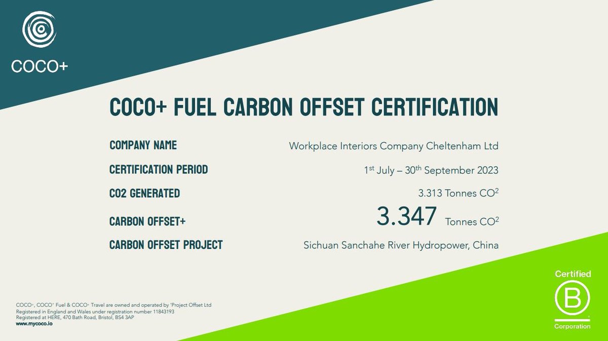 Introducing our COCO+ Carbon Offset Certification for Q3 of 2023!

Together with COCO+, we're committed to taking responsibility for our actions by offsetting the carbon emissions our vans emit through fuel consumption and more.

#carbonoffset #sustainability #construction