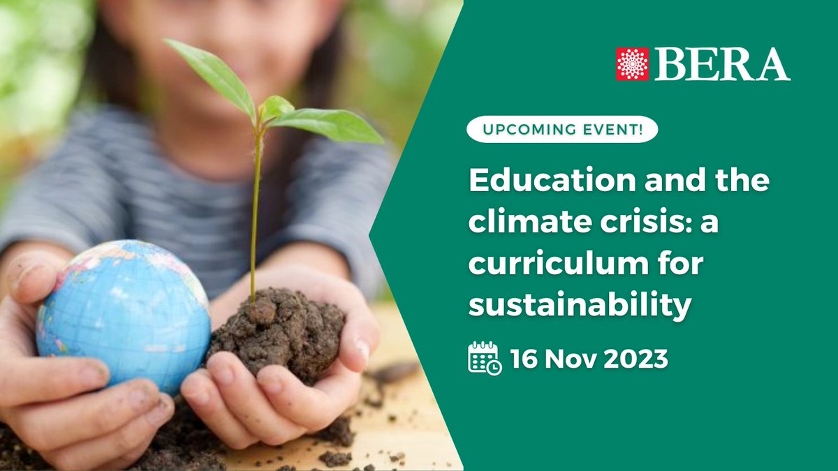 📢 BERA Event!

Education and the climate crisis: a curriculum for sustainability
#BERA_Climate @BERABCF @sarahseleznyov @GCzerniawski @CharltonPerez @jane_essex @Armadillo8000 @mahruf_shohel @diane_swift 

🗓️ 16 Nov 2023

Register here: bera.ac.uk/event/educatio…