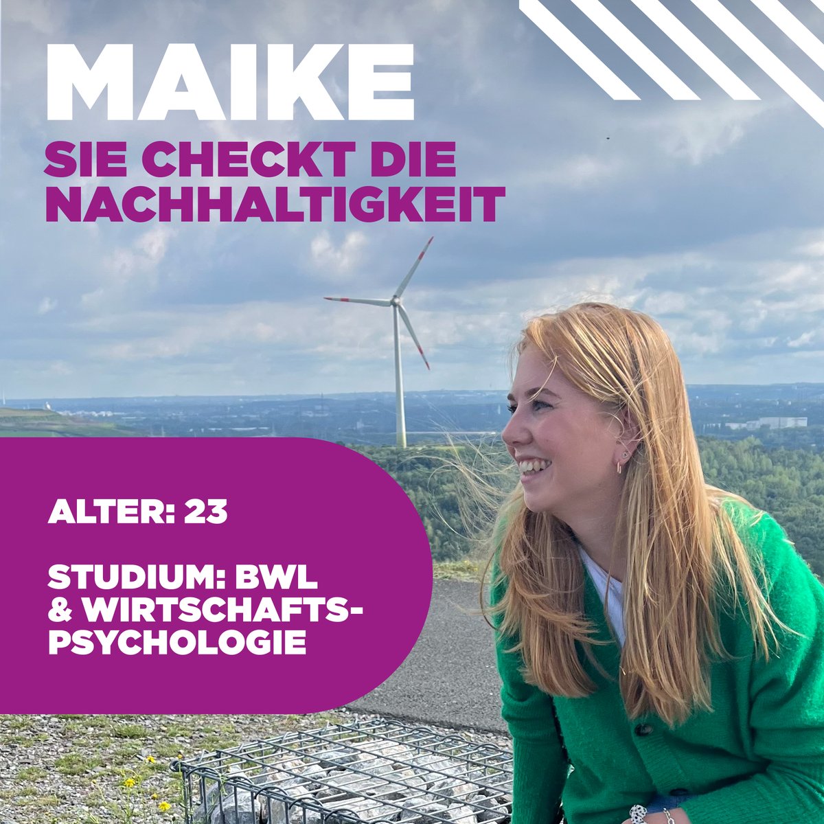 Maike Seelhöfer wollte einen Job mit Sinn – und es zog sie zu @Evonik_DE nach Essen. Hier testet und dokumentiert sie im Zuge ihres 'We want you'-Praktikums die Nachhaltigkeitsstrategie des Chemieunternehmens. Mehr zu Maike: metropole.ruhr/we-want-u/evon… #WeWantYou #WennDannHier