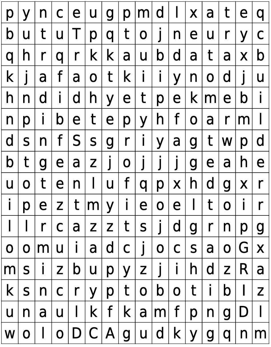 TraderWagon (@traderwagon) on Twitter photo 🔍 Get ready for a fun challenge with our TraderWagon & TradeSanta Crypto Word Search Puzzle!
Win a share of $100 by finding hidden words in the puzzle!
👉 To enter:
1. Follow <a href="/traderwagon/">TraderWagon</a> & <a href="/trade_santa/">TradeSanta</a>
2. Like & RT
3. Share found words in the comments 🔍 Get ready for a fun challenge with our TraderWagon & TradeSanta Crypto Word Search Puzzle!
Win a share of $100 by finding hidden words in the puzzle!
👉 To enter:
1. Follow <a href="/traderwagon/">TraderWagon</a> & <a href="/trade_santa/">TradeSanta</a>
2. Like & RT
3. Share found words in the comments