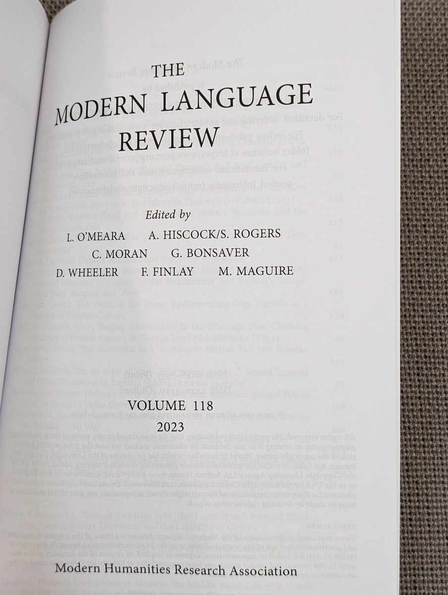 Hard copy is HERE! So happy that three of the RusTrans team feature in Modern Language Review 118:4, with articles (funded by @ERC_Researc) from PDRA @CathyMcAteer1 & PhD @AMaslenova. Even @Muireann is there as a book reviewer (& as Slavonic Editor!) #mhrahurray @ExeterModLangs