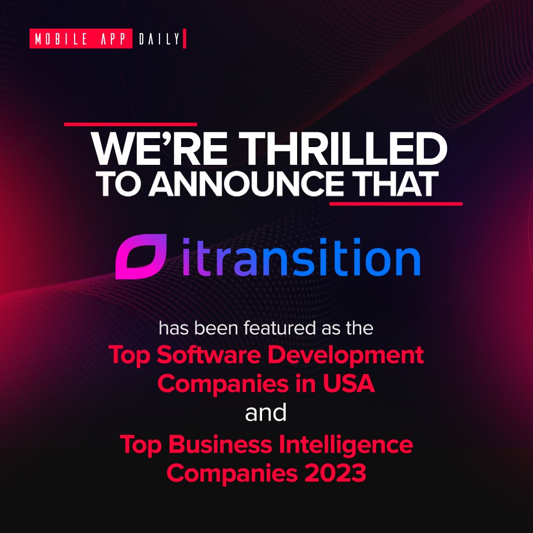 mobileappdaily's tweet image. Explore itransition diverse services in application development, technology advisory, digital enterprise, data analytics, and more.
Check out more details: bit.ly/3QmP1RO
bit.ly/46Rl6qa
#MADReports #TopSoftwareDevelopment #TopCompanies #MobileAppDaily