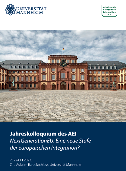 Jahreskolloquium des AEI e.V. am 23./24.11.2023 
Die Tagung hat die integrationstheoretischen, rechts- und wirtschaftswissenschaftlichen Fragen rund um NextGenerationEU im Blick. Näheres zum Programm und zur Anmeldung finden Sie auf unserer Homepage:  aei-ecsa.de/wp-content/upl…
