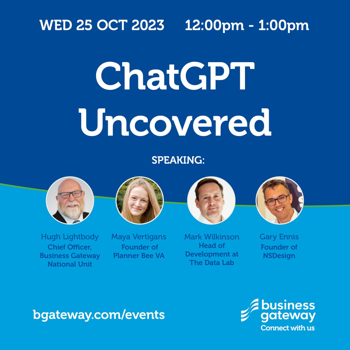 Want to find out how #ChatGPT can be used for small business success?

Our panel of experts will reflect on success stories and share practical tips to help you make the most of ChatGPT’s capabilities.

⏰ Wednesday 25 October, 12pm - 1pm

Sign up here ➡️ ow.ly/j1Pq50PXN9a