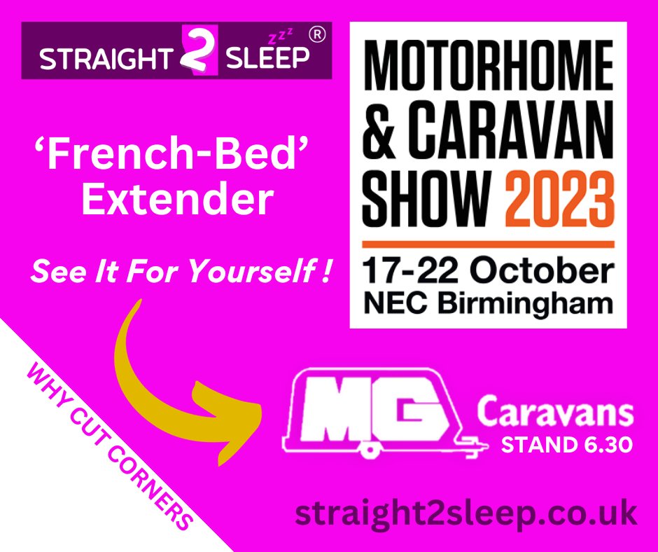 Straight2Sleep's tweet photo. Struggling with your #frenchbed in your motorhome or caravan. See the solution to a good night's sleep for yourself at this year's NEC Caravan &amp; Motorhome show on @mgcaravans stand 6.30
 #motorhome #caravan #straight2sleep #bedextender #sleep https://t.co/UKpvAj3Uq9