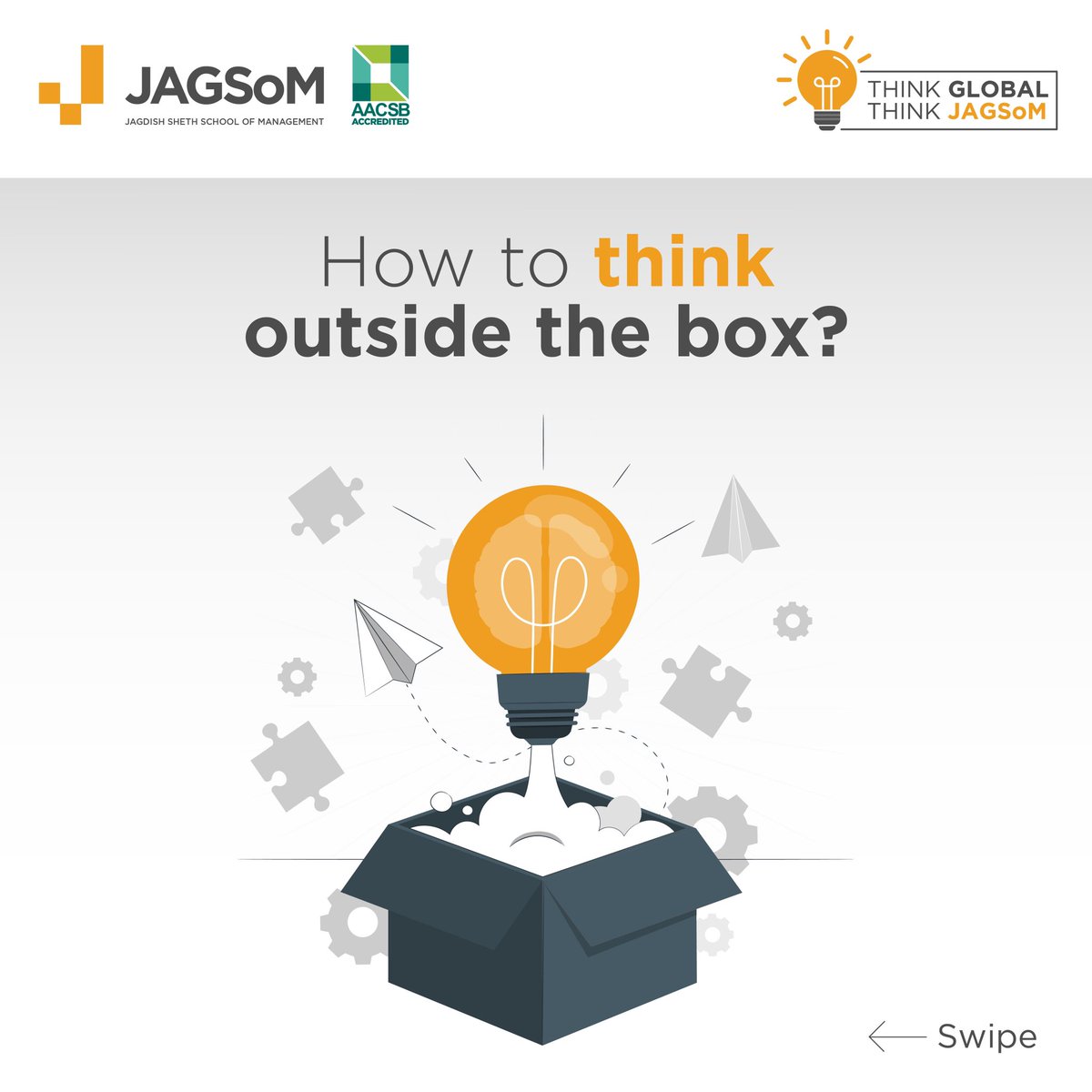 JAGSOMblr's tweet image. Our brain works through connections and practice. Build your problem-solving bone with JAGSoM’s Entrepreneurship program where you get to specialise in #designthinking. 

For more information, visit bit.ly/3YCfFZ8 #LateralThinking #ThinkOutsideTheBox

#JAGSoM