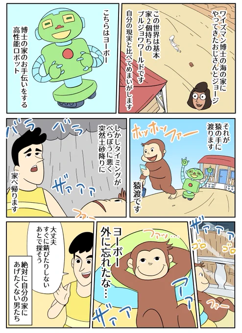 【おさるのジョージあらすじ漫画】高性能ロボ!ヨーボー