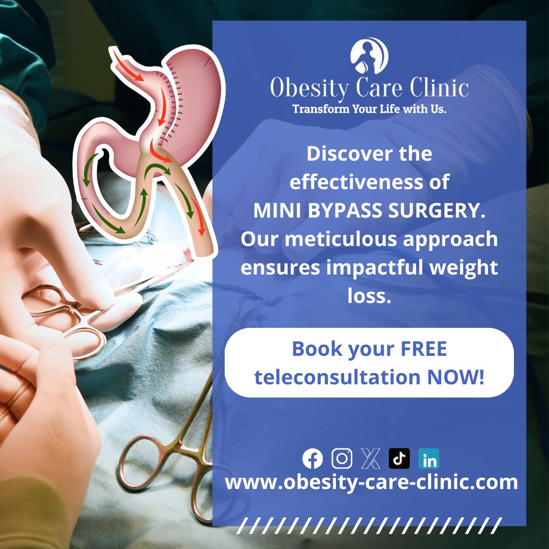 ObesityCare2023's tweet image. Discover the potential of Mini Bypass surgery for significant weight loss. 🌟

 It's time to take the next step. Book your free teleconsultation today and kickstart your health journey!

obesity-care-clinic.com

#MiniBypass #ObesityCareClinic #frenchdoctor #unitedkingdom