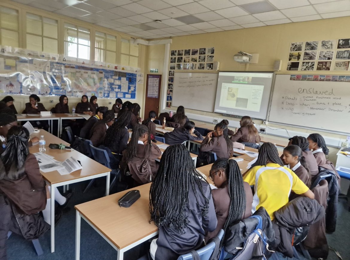 StAngelas_Sch's tweet photo. Thank you to the National Archives for leading a history workshop on resistance to slavery in the Caribbean. Year 9 students explored a range of sources to discover the different ways communities resisted the slave trade. 

#BlackHistoryMonth 
#sourcework https://t.co/fK0lgPBVAg