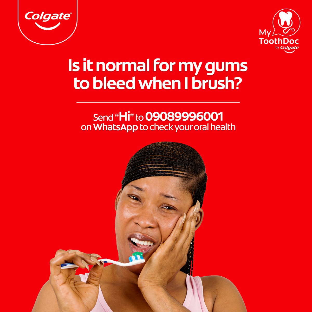 colgate_ng's tweet photo. Do you have bleeding gums or any other oral health issues? Chat with the dentist now via WhatsApp on 09089996001 for your oral health solutions
#Colgate #MyToothDoc https://t.co/l0XpTPFyvU