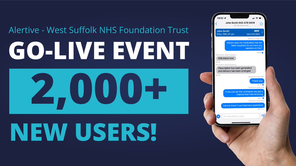 Alertive (@alertivecomms) on Twitter photo Day 3 at <a href="/WestSuffolkNHS/">West Suffolk NHS FT 🏳️🌈</a>. We have already welcomed over 2,000 new Alertive users! Our mission is to empower healthcare professionals with a secure and efficient communication platform, and it is great to see this vision come to life at West Suffolk! #DigitalHealth #collaboration Day 3 at <a href="/WestSuffolkNHS/">West Suffolk NHS FT 🏳️🌈</a>. We have already welcomed over 2,000 new Alertive users! Our mission is to empower healthcare professionals with a secure and efficient communication platform, and it is great to see this vision come to life at West Suffolk! #DigitalHealth #collaboration