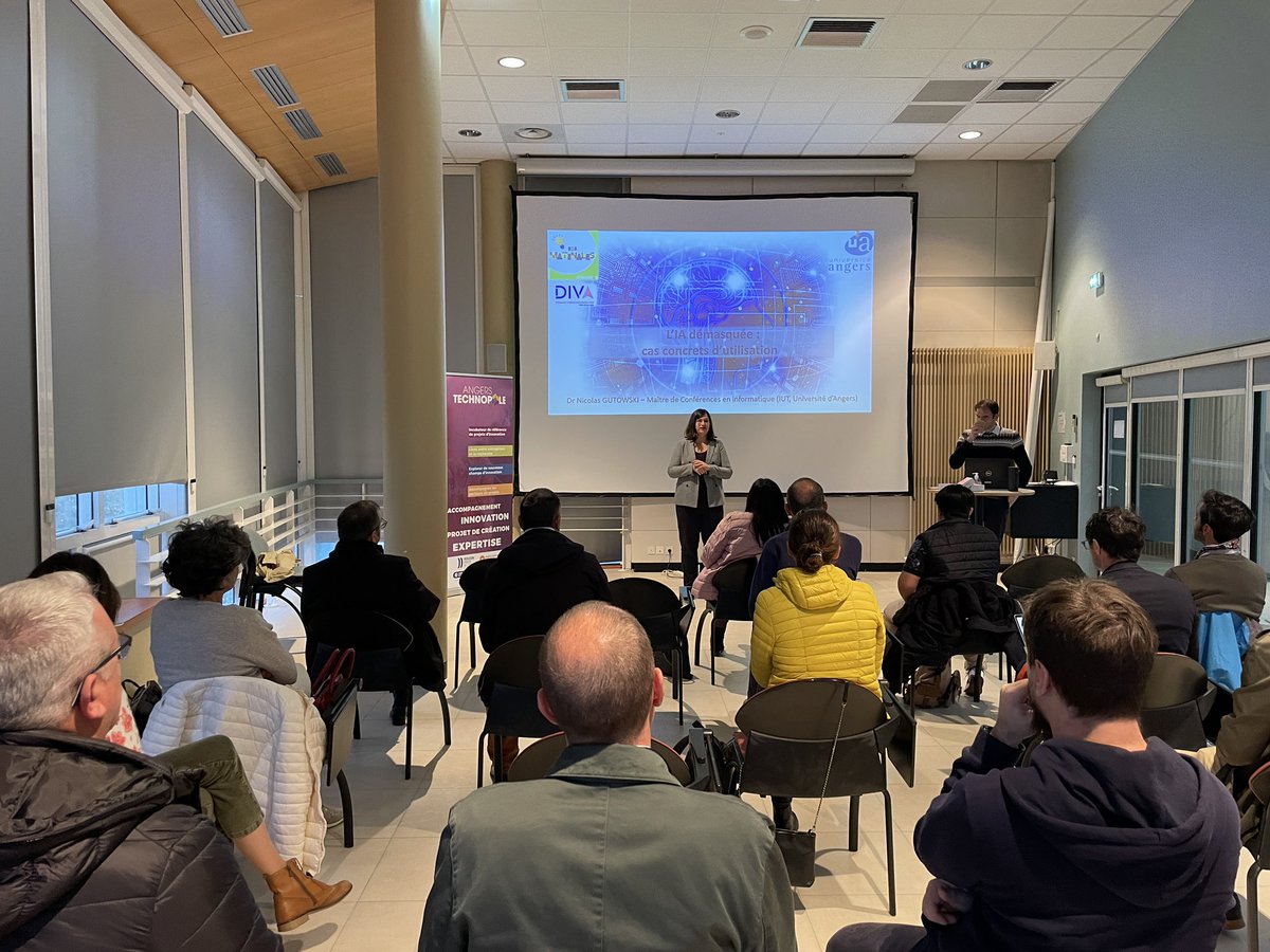 Angers Technopole (@atechnopole) on Twitter photo Hier matin les participants de notre #Matinale ont découvert encore un peu plus le monde de l’#IA 🧠 grâce à notre expert, <a href="/NicolasGUTOWSKI/">Nicolas GUTOWSKI</a>. Hier matin les participants de notre #Matinale ont découvert encore un peu plus le monde de l’#IA 🧠 grâce à notre expert, <a href="/NicolasGUTOWSKI/">Nicolas GUTOWSKI</a>.