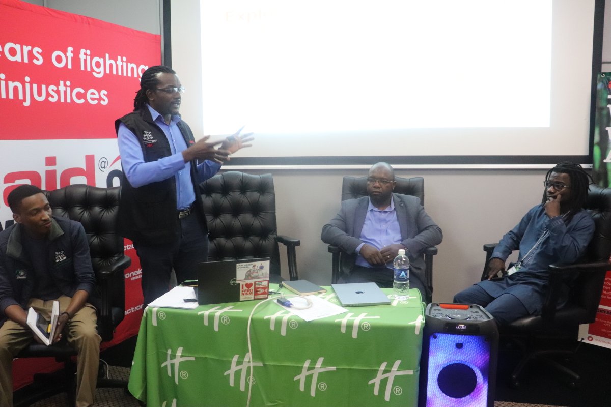 ActionAidZim's tweet photo. @ActionAidZim Country Director @JoyMabenge   opening up a panel discussion with a closer look on the funding options for a #JustTransition  and the #FundOurFuture Campaign. https://t.co/mITS2tx08J