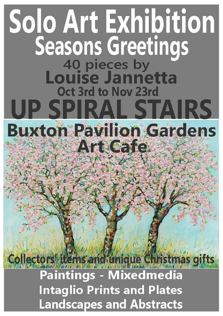 Renowned Mixed Media Artist Louise Jannetta has her solo exhibition in the Art Cafe! This is well worth a visit! 
Open everyday 
Weekdays 9.30-4.30
Sat &amp; Sun 9.30-5.00 
Free entry
