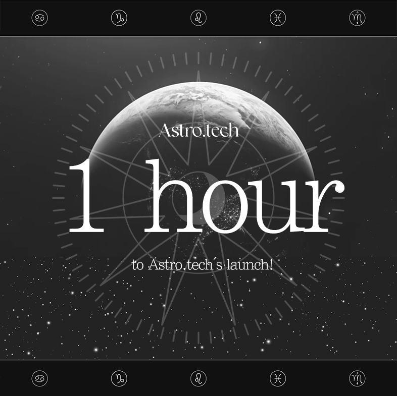 Astrotech_ERC20's tweet image. 🚀 1 hour to Astro.tech's launch! A new era in astrology is about to begin. Ready to connect with the cosmos? #AstroTechCountdown #1HourToGo