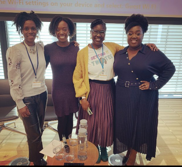 Saluting Our Sisters with Elevate @TheFCA Financial Conduct Authority great convo Afro hair professionalism self-love. More workplaces need to be part of freedom for African heritage women and our hair! PS we look like a new girl band 😉 @CheyenneMCD @Project_Embrace @BhmUK