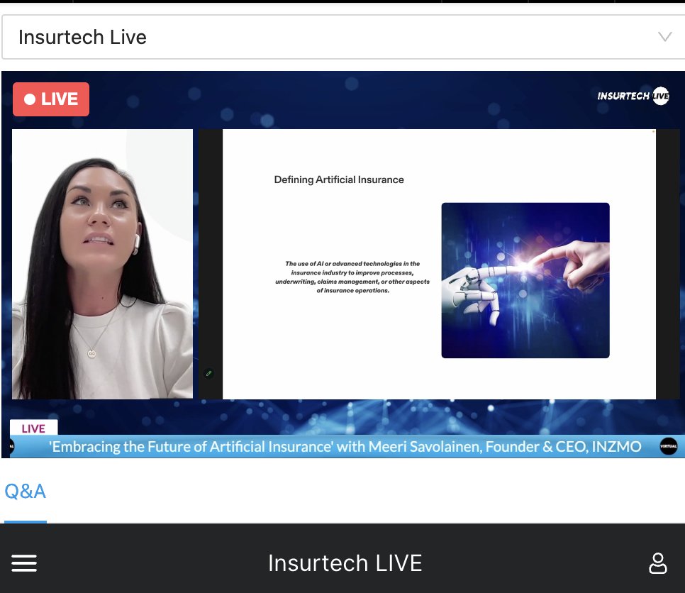 ju_jegorova's tweet photo. Hey @InsurTechD LIVE, it's great to see @mrs_insurtech, the CEO of @inzmoapp, taking centre stage and sharing her #insurtech wisdom! #ArtificialInsurance π€«πππ #InsurTechLIVE #LiveShow https://t.co/KQOBkZ9Zry