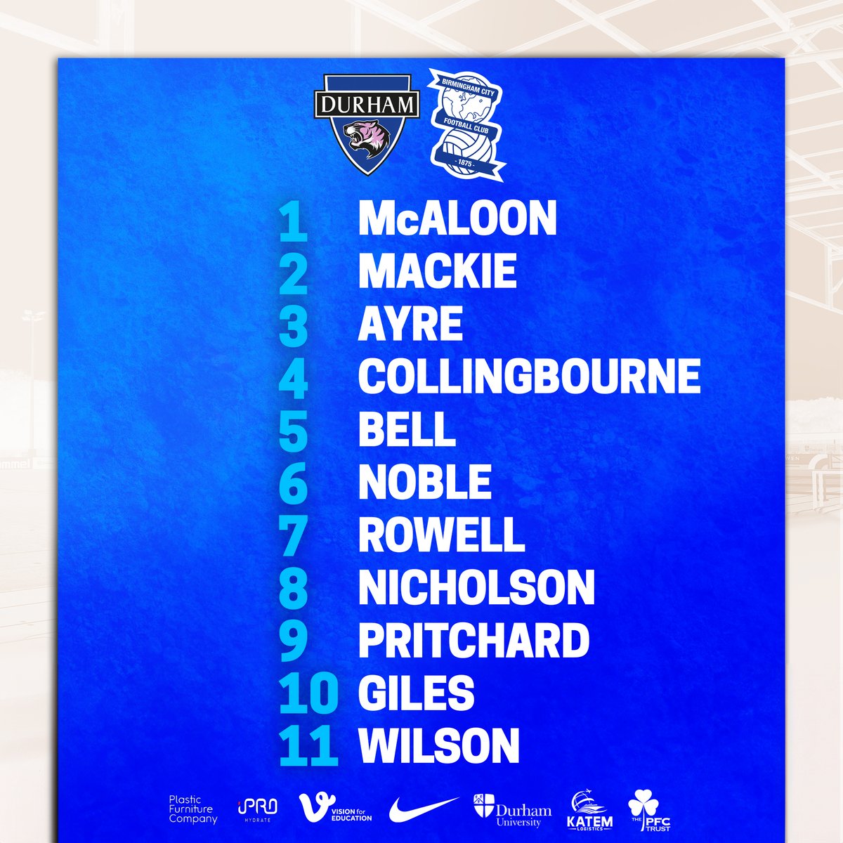 Here's how our Professional Game Academy Under-21 team line-up for today's game against Birmingham City 📝